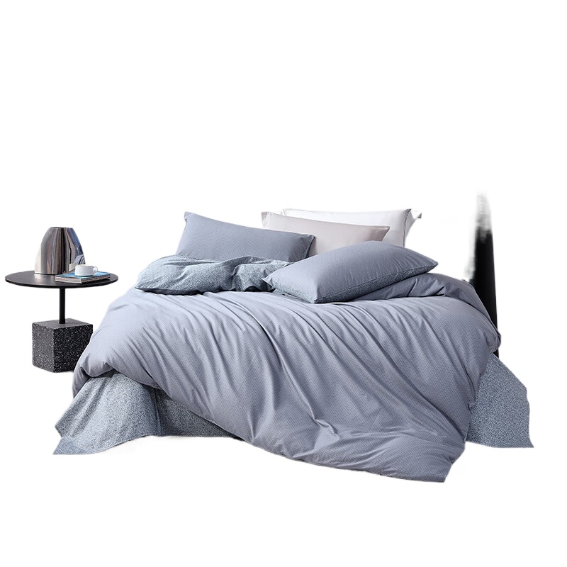罗莱家纺（LUOLAI） 全棉四件套 静奢谧静 被套200*230cm 灰色（单位：套）
