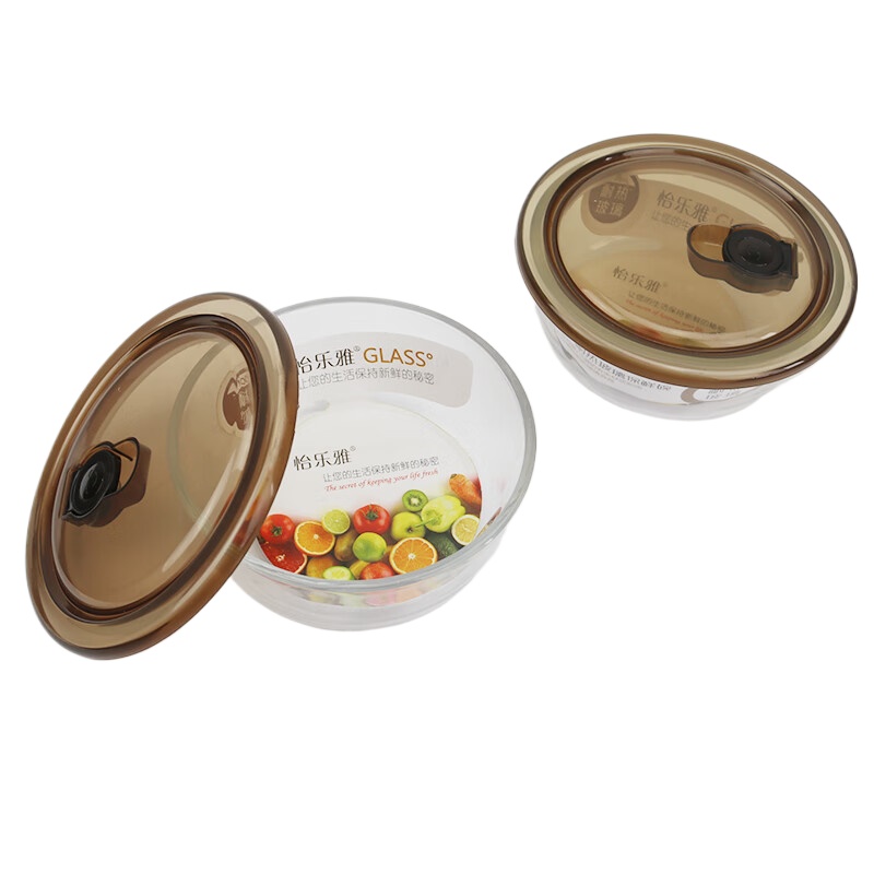 怡乐雅 耐热玻璃保鲜碗  YLYTR650 两件套 褐色（单位：套）