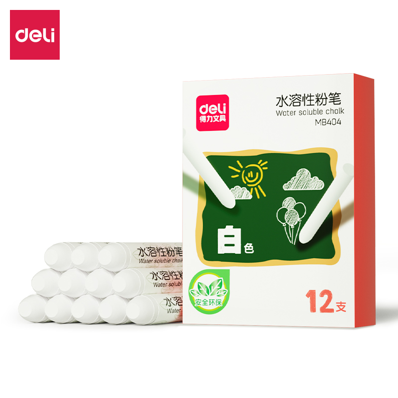 得力(deli) 水溶性粉笔 MB404 12支/盒  白色（单位：盒）