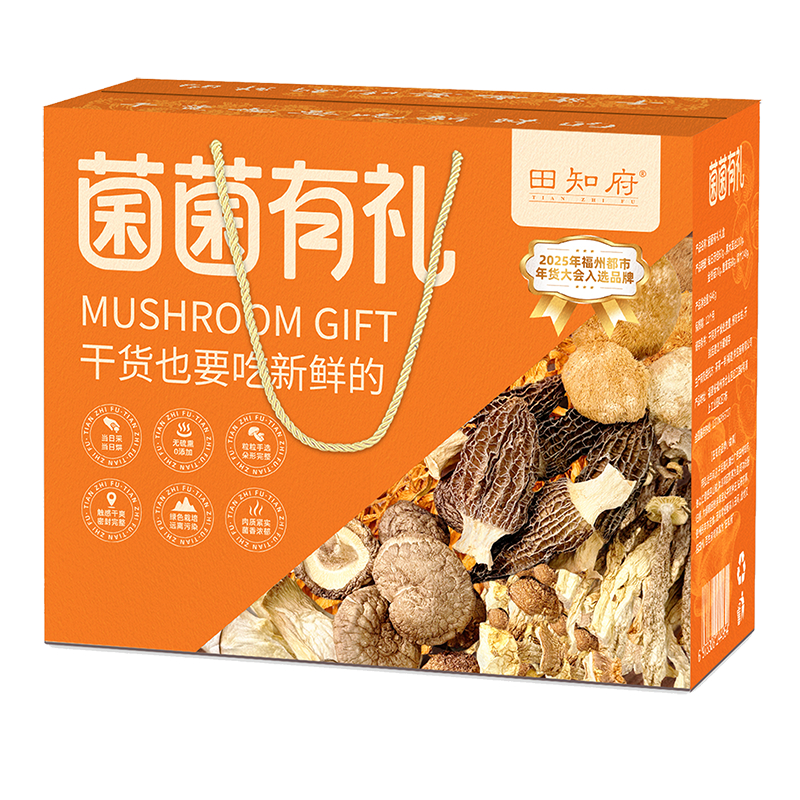 田知府 干货礼盒虫草花木耳红枣鹿茸菇姬松茸组合 菌菌有礼 778g 橙色（单位：盒）