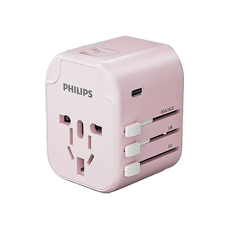 飞利浦（PHILIPS） 全球多国通用电源转换插座 SPS1001A/93 1000W-2400W 粉色（单位：个 ）