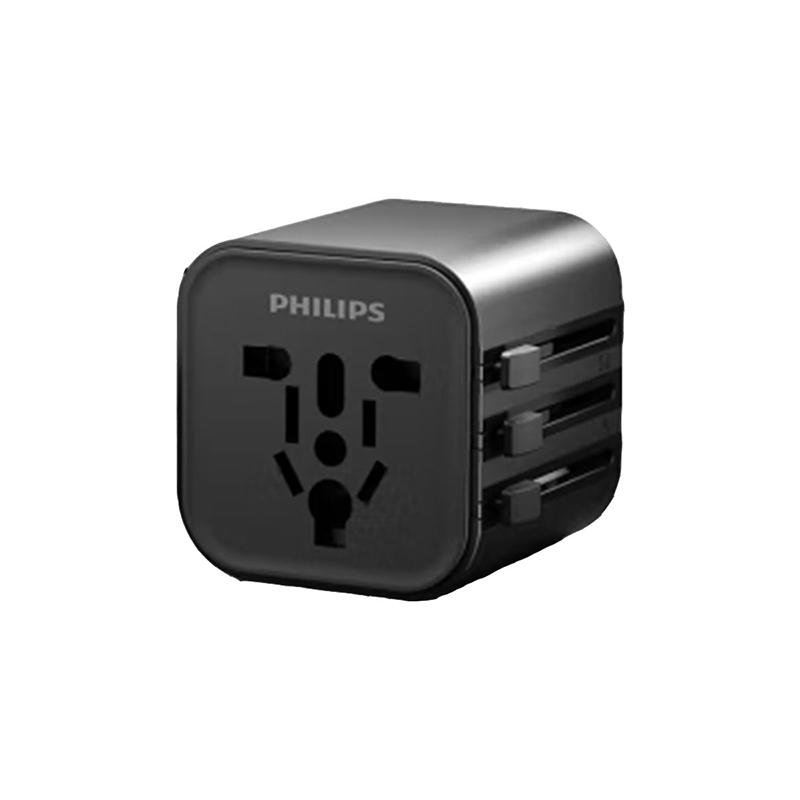 飞利浦（PHILIPS） 全球多国通用电源转换插座国际旅行转换器 SPB1013B/93 2500W（MAX）  黑色（单位：个）