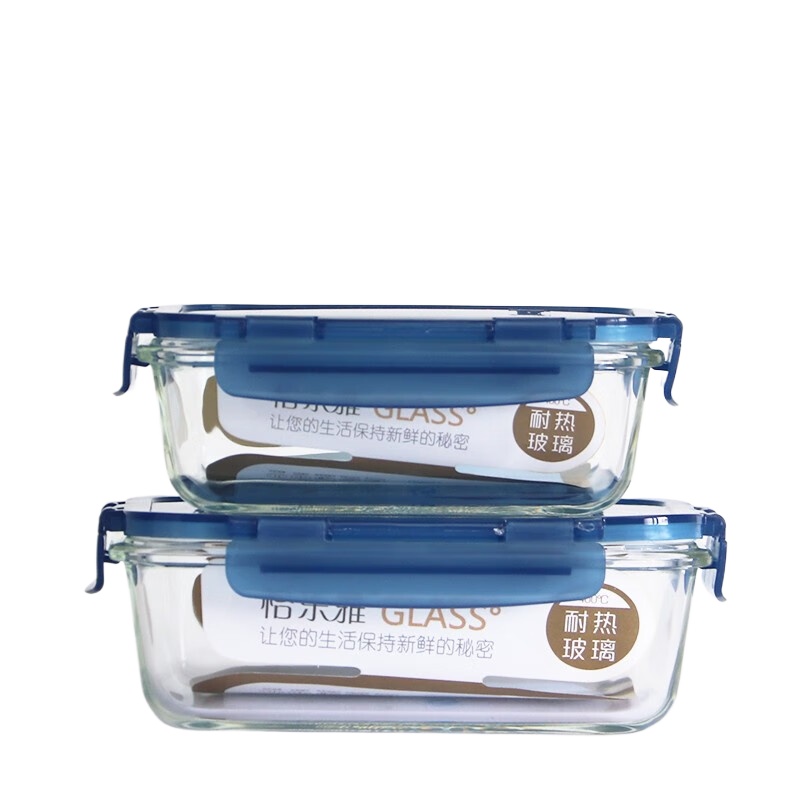 怡乐雅 耐热玻璃保鲜盒 YLYT288 两件套 蓝色（单位：套）