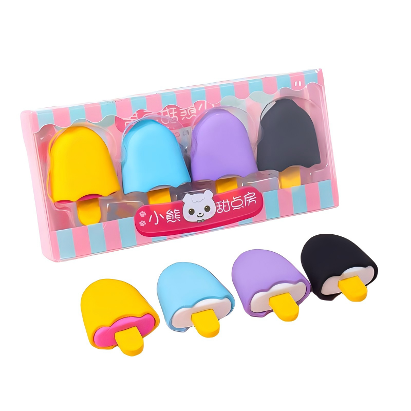 童益星 卡通橡皮 冰淇淋 1盒4个装 混色（单位：盒）