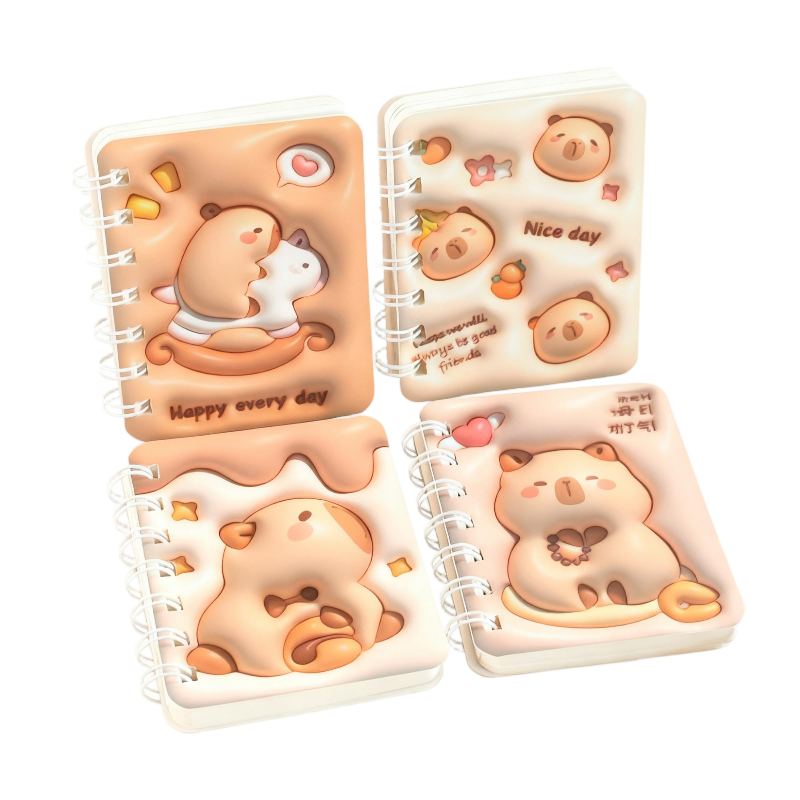 童益星 膨胀线圈本 萌萌卡皮4本装 单本80页  褐色（单位：组）