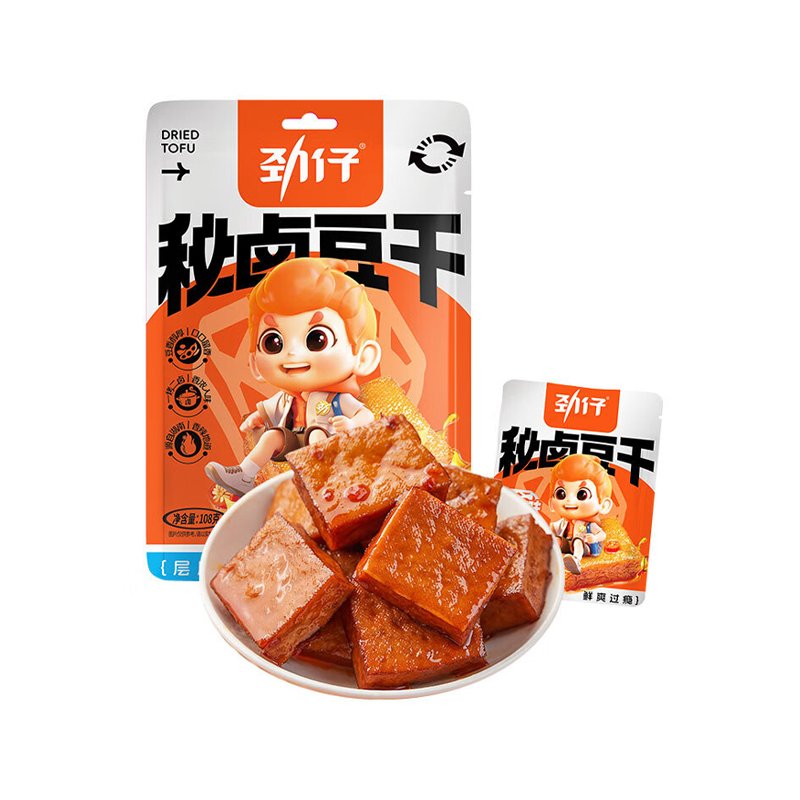 劲仔 秘卤豆干 湖南特产零食豆干 酱香味108g*4袋 橙色（单位：组）
