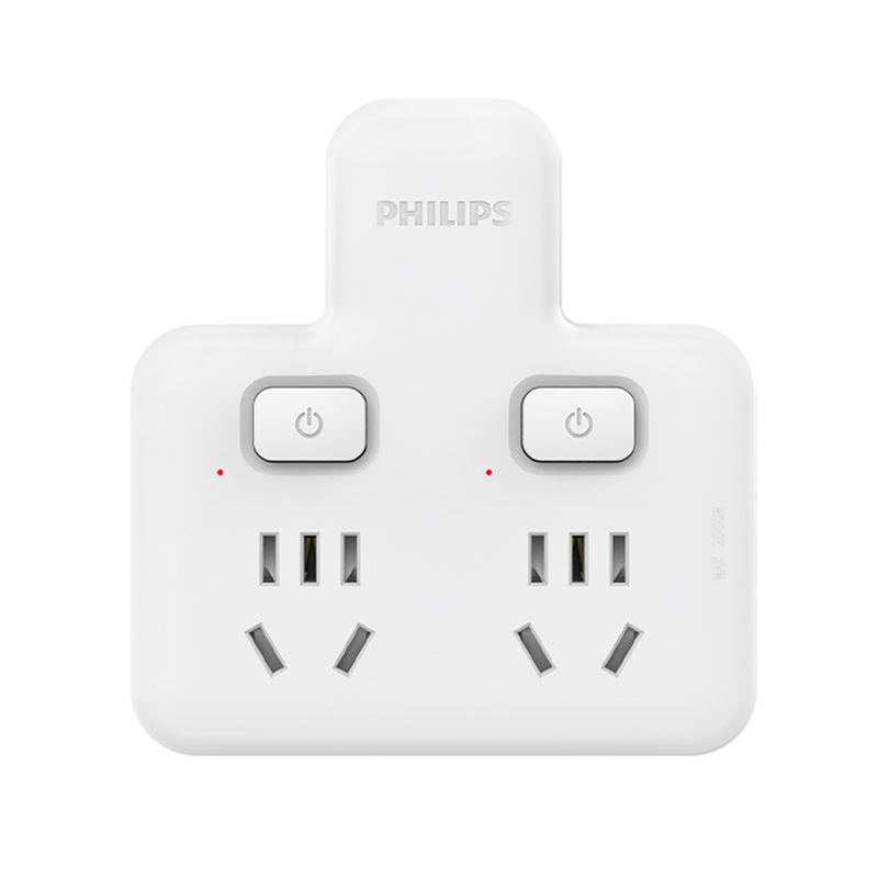 飞利浦（PHILIPS） 新国标一转二多功能家用无线品字形转换插座 SPN3220W/93 2500W  白色（单位：个）