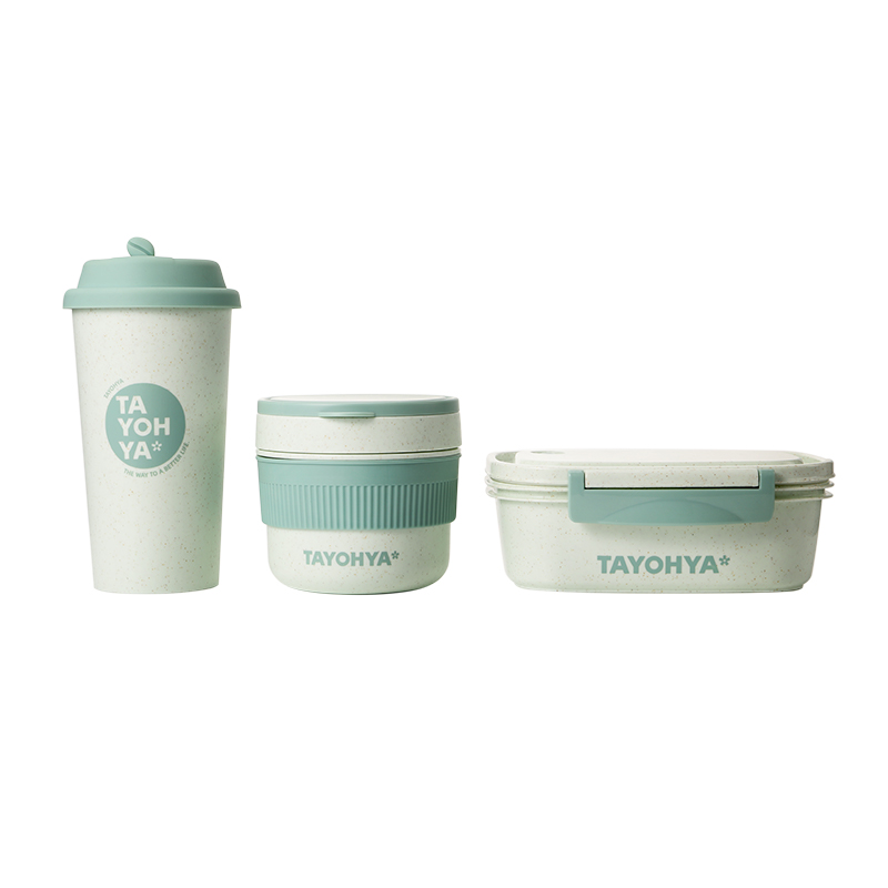 多样屋（TAYOHYA） Nature麦秸秆纤维便当盒 TA21-0019BP 三件套  绿色（单位：套）