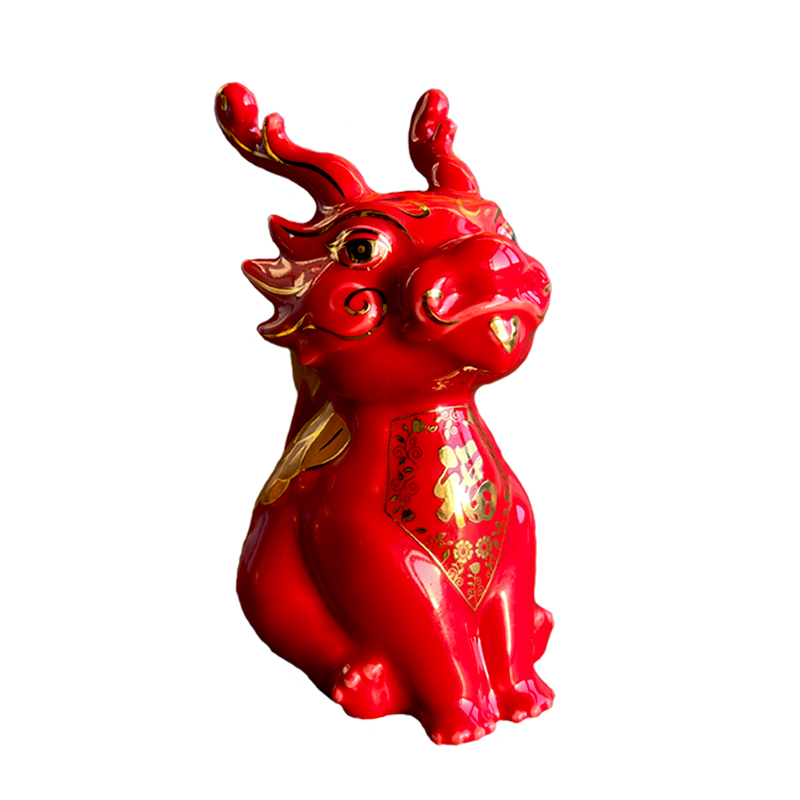 福人福地（FURENFUDI） 中国风文创陶瓷龙摆件装饰品 IA.23.01.01 15*11.5*8cm （红色）-红福龙（单位：个）
