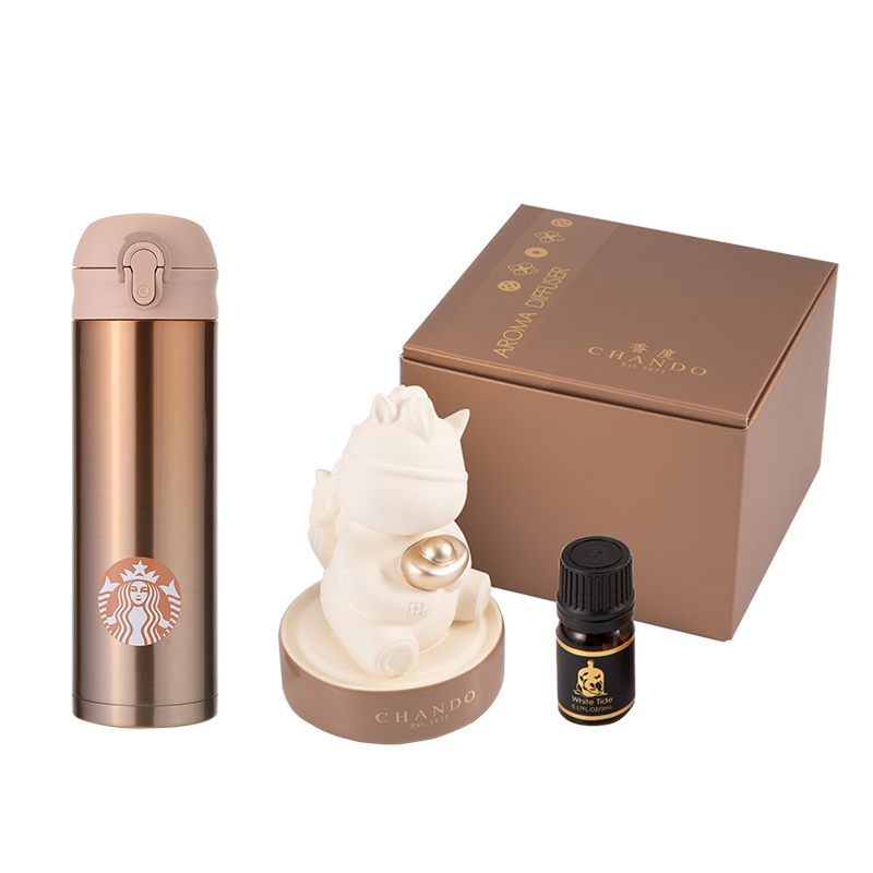 星巴克（Starbucks） 鸿运优享礼盒保温杯香度马年香薰 ST-LH2149 414ml+5ml 香槟色（单位：套）