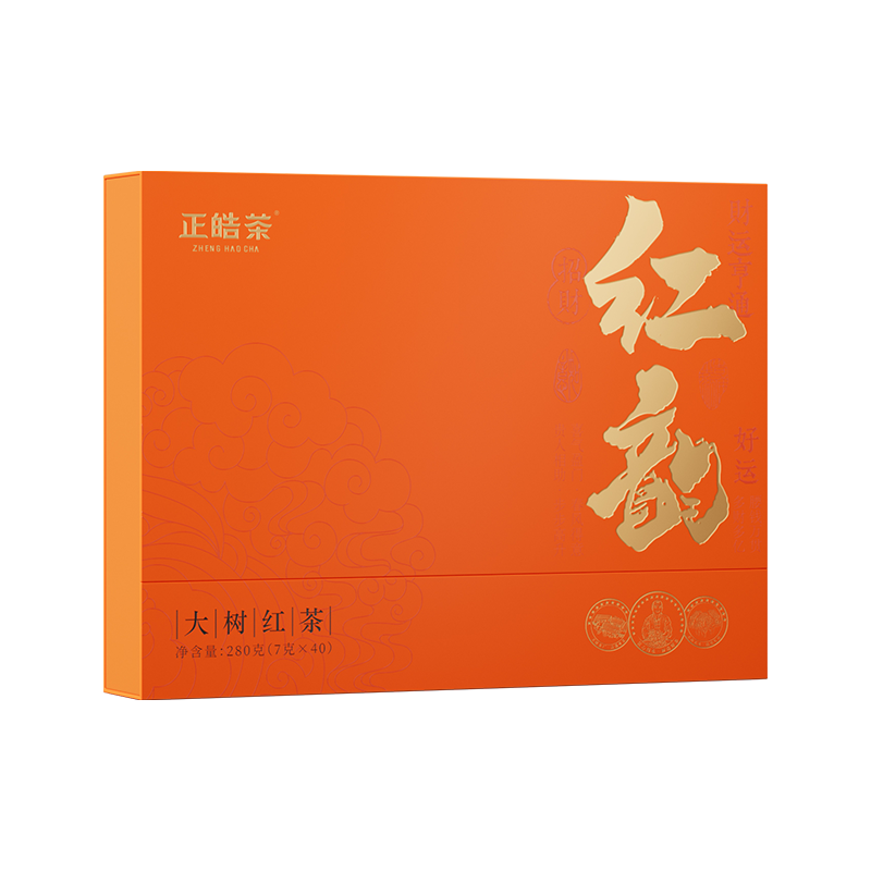 正皓茶 云南高山大树红茶滇红 鸿运礼盒装 280g（7g*40包） 橙色（单位：盒）