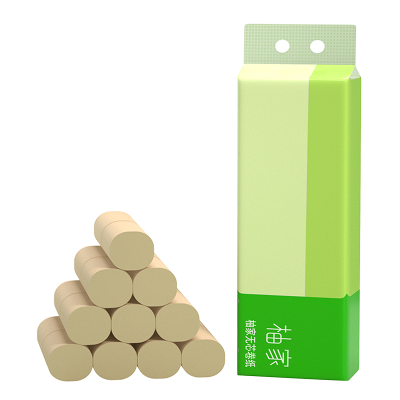 柚家 无芯卷纸 竹浆款  21799 4层70g*10卷*3提 绿色（单位：箱）