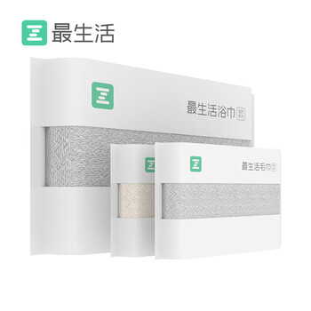 最生活 国民系列毛巾浴巾套装 A-1180+A-1181 70*140cm*1+34*72cm*2 灰色+米色（单位：套）