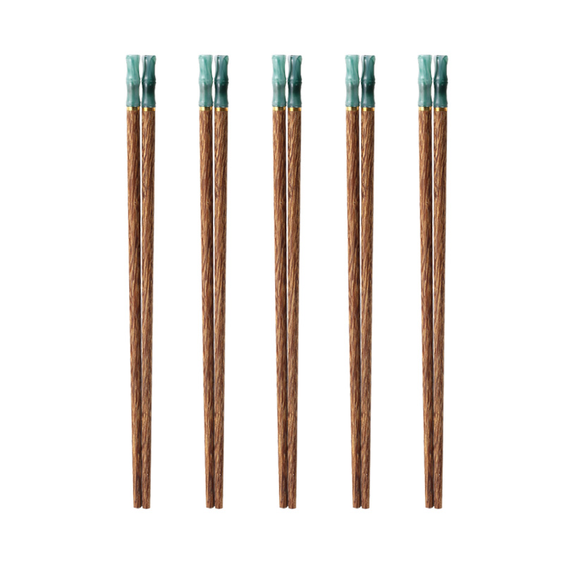 原森太 鸡翅木圆筷接富贵竹节绿 02.YSTKZ5082 5双装（25*0.75*0.47CM）  棕色（单位：组）