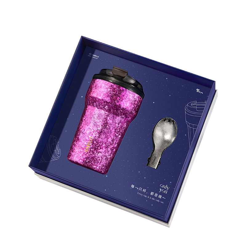 施美乐（SIMELO） 琥珀金纯钛咖啡杯星舰版 SM5059 400ML 璀璨红粉（单位：套）
