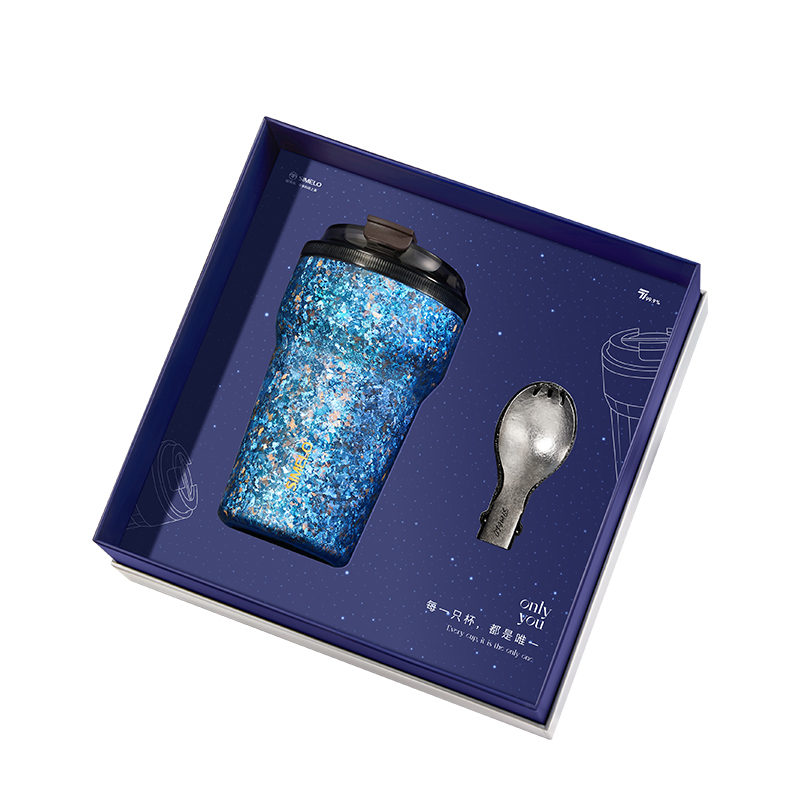 施美乐（SIMELO） 琥珀金纯钛咖啡杯星舰版 SM5060 400ML 轻奢宝蓝（单位：套）