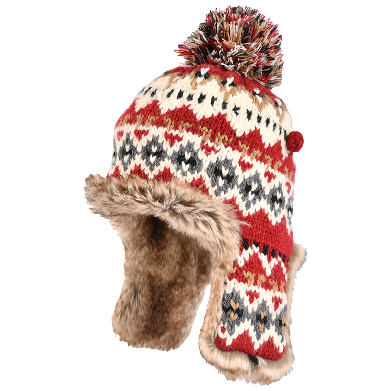 卡蒙（Kenmont） 北欧风提花两戴雷锋帽 KM-9385-44 58cm 酒红色（单位：顶）