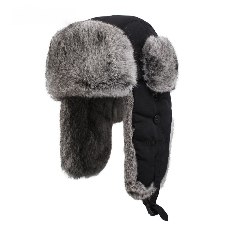 卡蒙（Kenmont） 冬季兔毛绒护耳雷锋帽 KM-2130-01-L 帽围59.5cm 黑色（单位：顶）