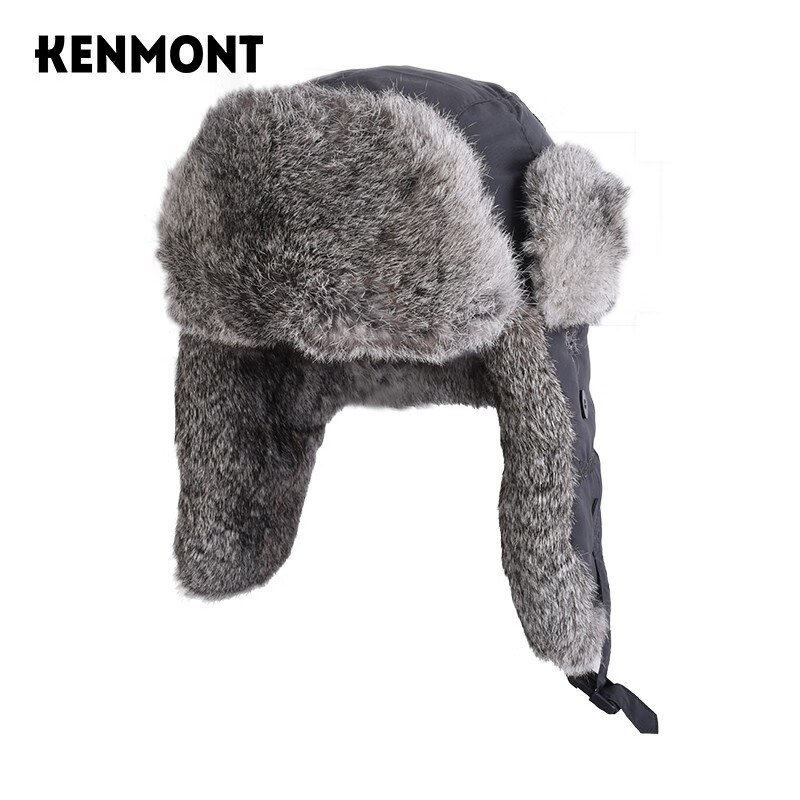 卡蒙（Kenmont） 冬季兔毛绒护耳雷锋帽 KM-2130-09-L 帽围59.5cm 深灰色（单位：顶）