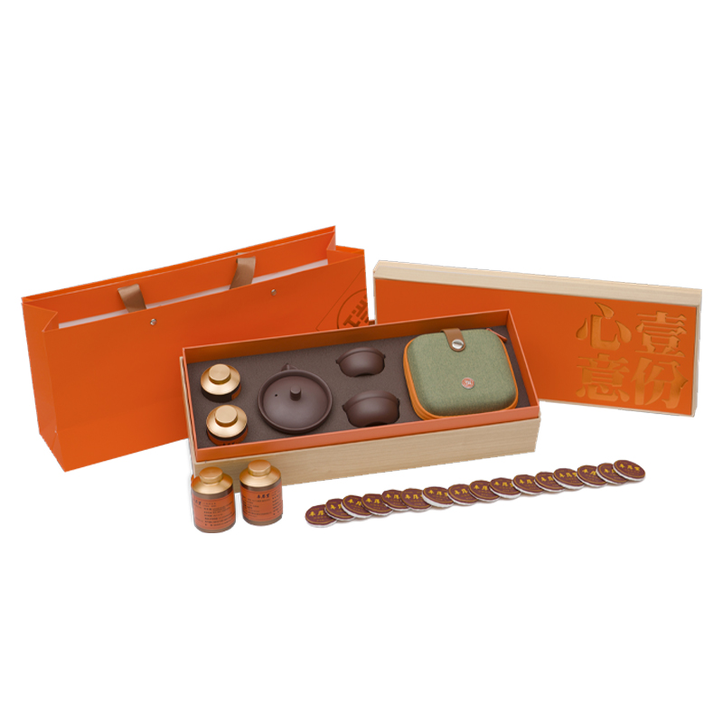 璞实茶器 盖碗便携套装6件 壹份心意 160ml一壶两杯白茶80g 紫砂（单位：套）