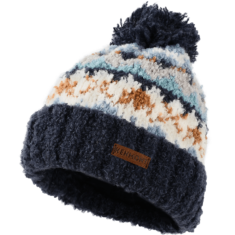 卡蒙（Kenmont） 圈圈纱提花翻边毛线帽 KM-9442-650 58cm 藏青色（单位：顶）
