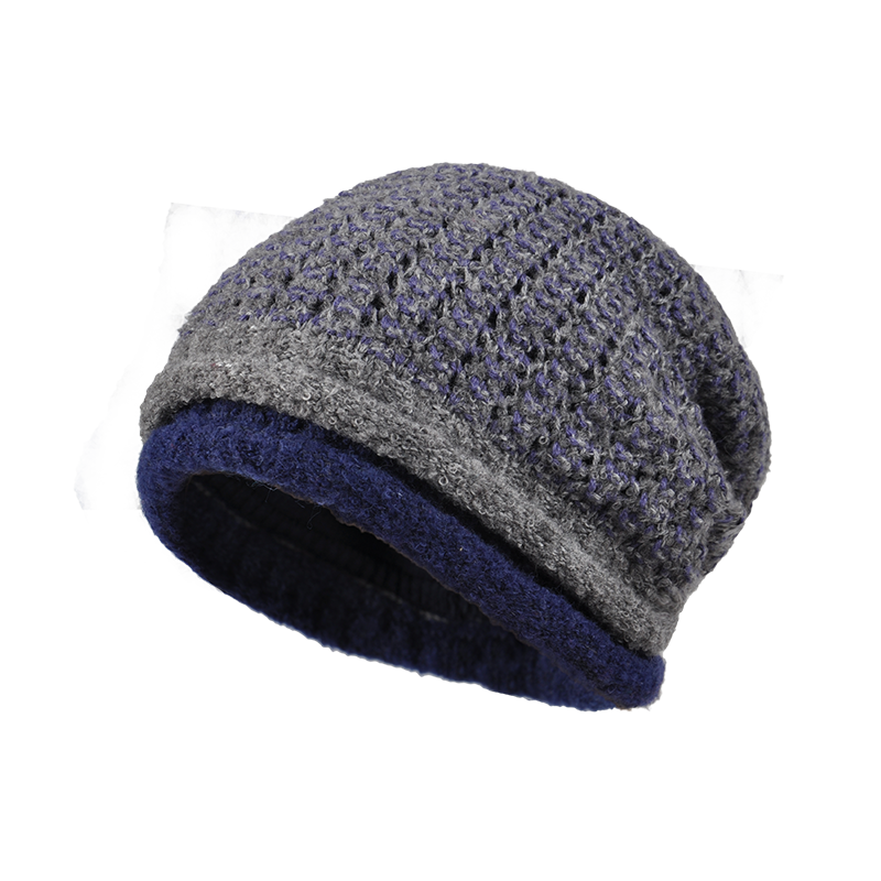卡蒙（Kenmont） 双层卷边后托针织帽 KM-9066-61 均码（58cm） 蓝灰色（单位：顶）
