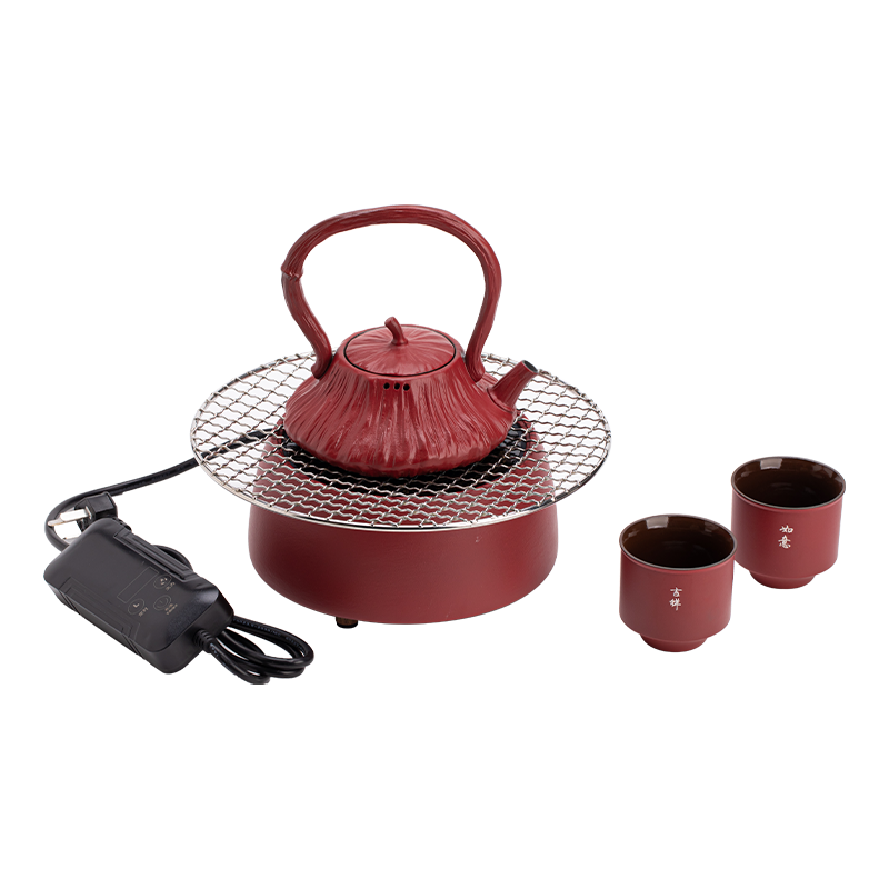 苏氏陶瓷（SUSHI CERAMICS） 煮茶器电陶炉故宫莲蓬茶具 J1156 5头 枫叶色（单位：套）