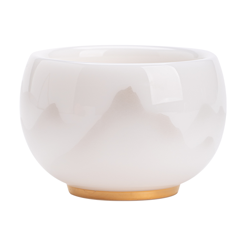 苏氏陶瓷（SUSHI CERAMICS） 冰种淡墨秋山圆融茶杯 J1215 110ml 本白色（单位：个）