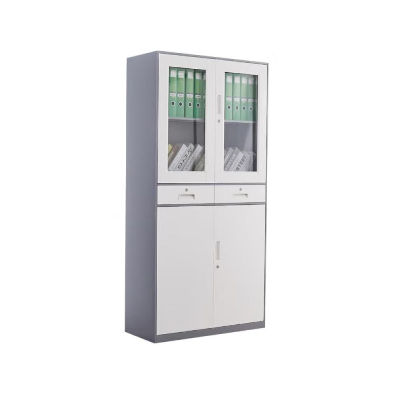 企诺 文件柜储物柜套色加厚中二斗柜 QA073 900*400*1850mm 灰白色（单位：台）