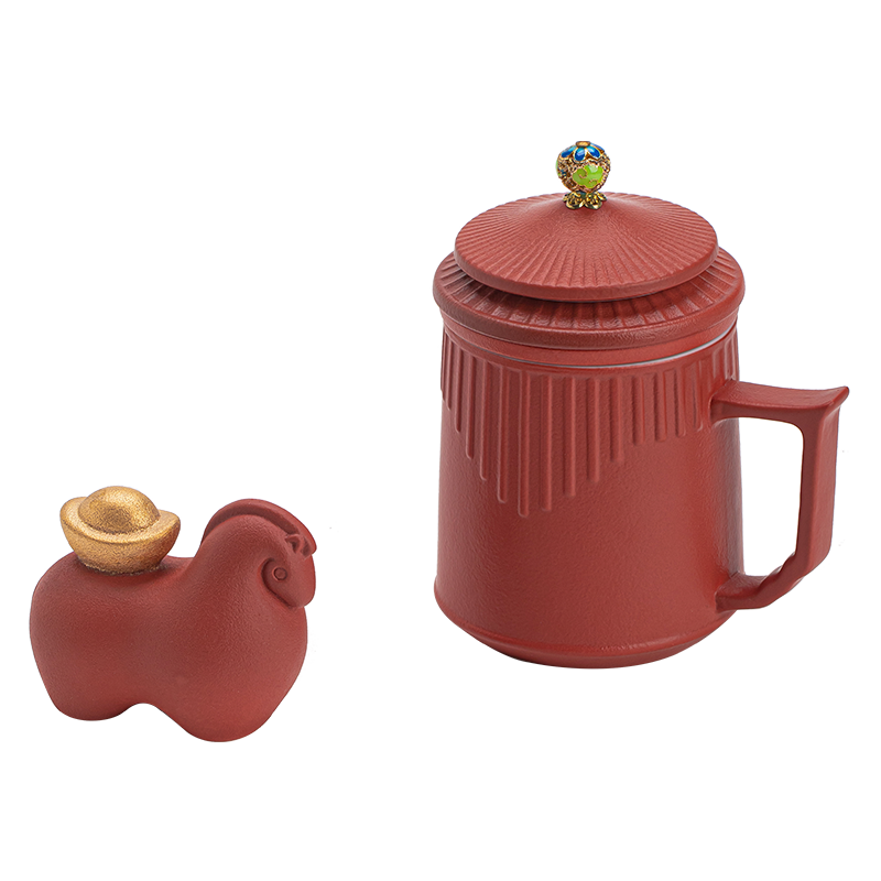 苏氏陶瓷（SUSHI CERAMICS） 故宫禾黍宝鼎办公杯茶宠组 J1282 办公杯茶宠*2头 红色（单位：套）