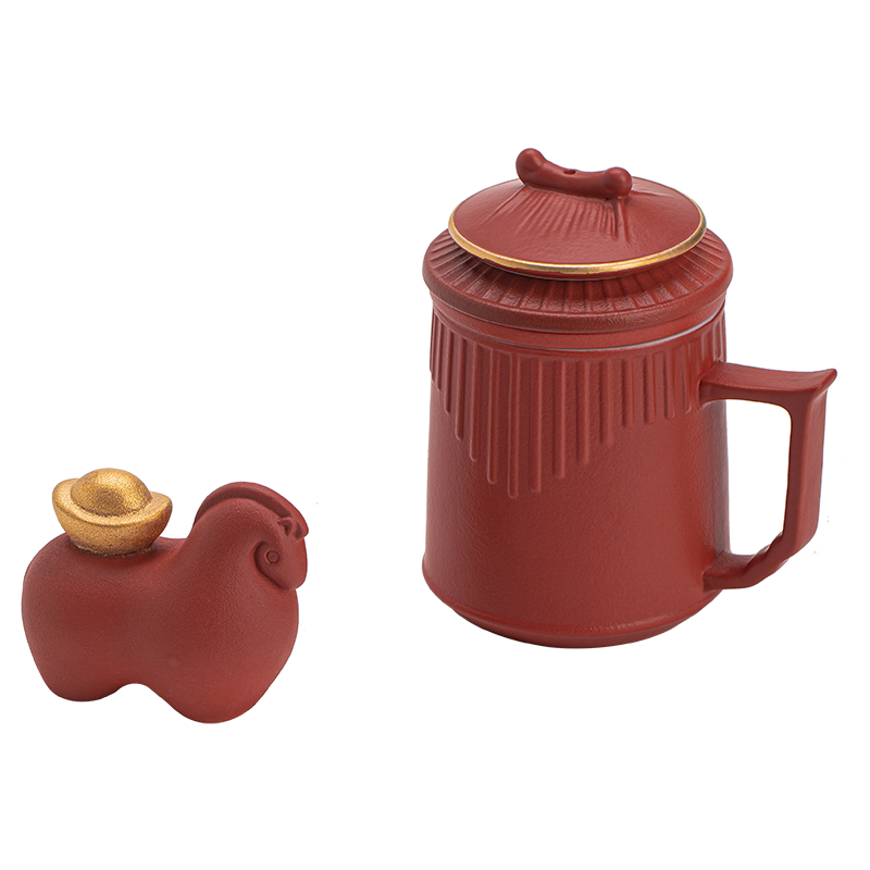 苏氏陶瓷（SUSHI CERAMICS） 办公杯马上有钱茶宠组 J1283 办公杯茶宠2头 红色（单位：套）