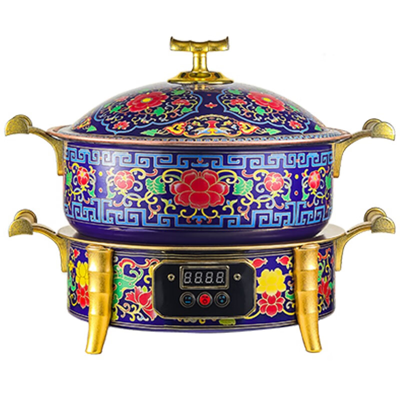 欧锐铂（O.R.B） 花开富贵 景泰蓝-纯铜电火锅 OBR-472 4.5L 蓝色（单位：个）