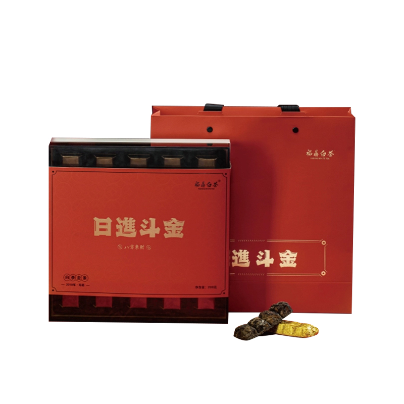 得一茶 日进斗金2018年白茶紧压茶 日进斗金 200g（10g*20条） 红色（单位：盒）