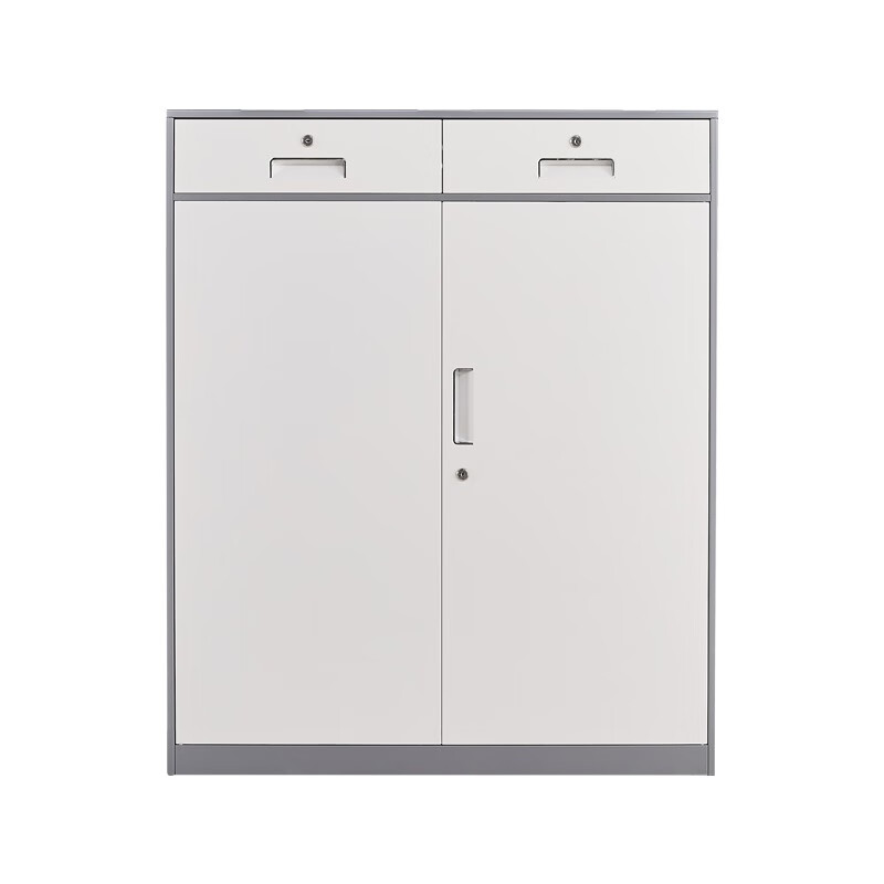 企诺 办公矮柜钢制铁皮柜二斗矮柜 QA085 900*400*1090mm 灰白色（单位：台）