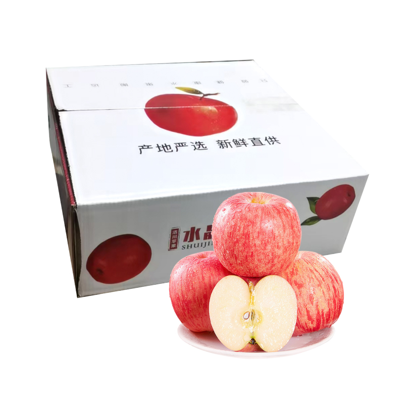 一统如宜 陕西洛川红富士苹果 单果直径85-90mm 7-9枚约5斤装 本白色（单位：盒）