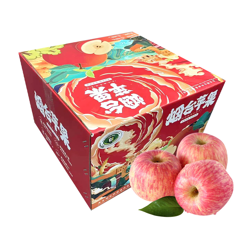 一统如宜 烟台红富士苹果 彩箱装80mm果径 净重8.5斤 红色（单位：盒）