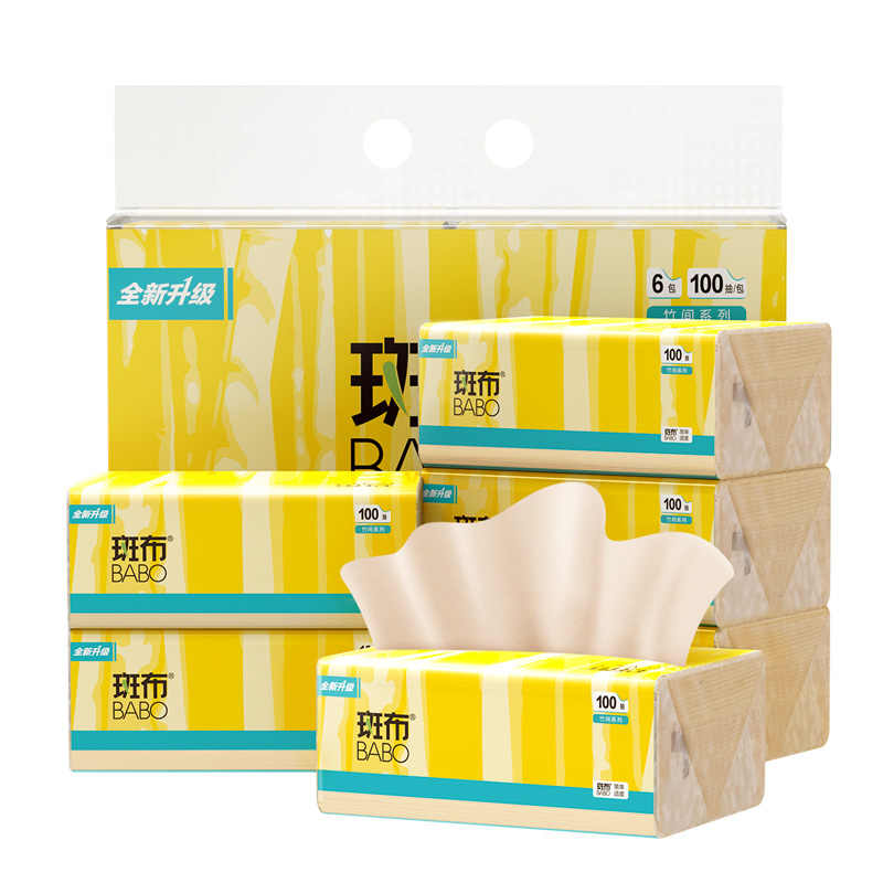 斑布（BABO）  竹间 系列面巾纸 BTR100D6 6包/提 原木色（单位：提）