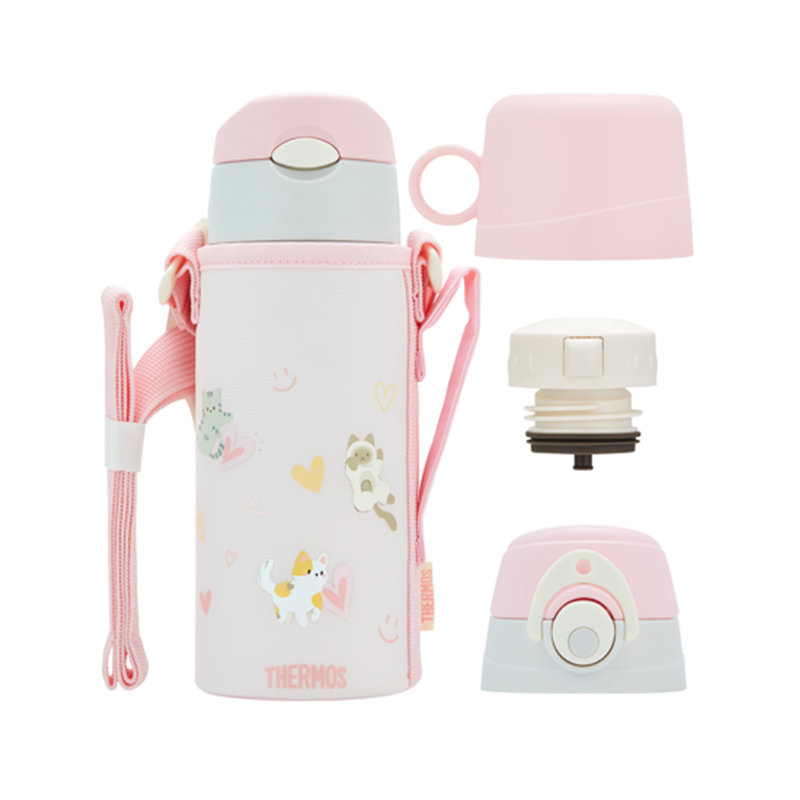 膳魔师（THERMOS） 高真空不锈钢成长三盖瓶 TCKP-603FS PK 600ml 粉色（单位：个）