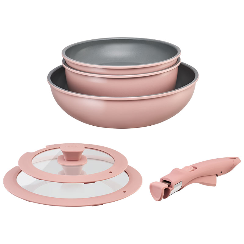 膳魔师（THERMOS） 魔幻系列可拆卸叠叠锅 KNSD-Sets1（PP) 六件套 蜜桃粉（单位：套）