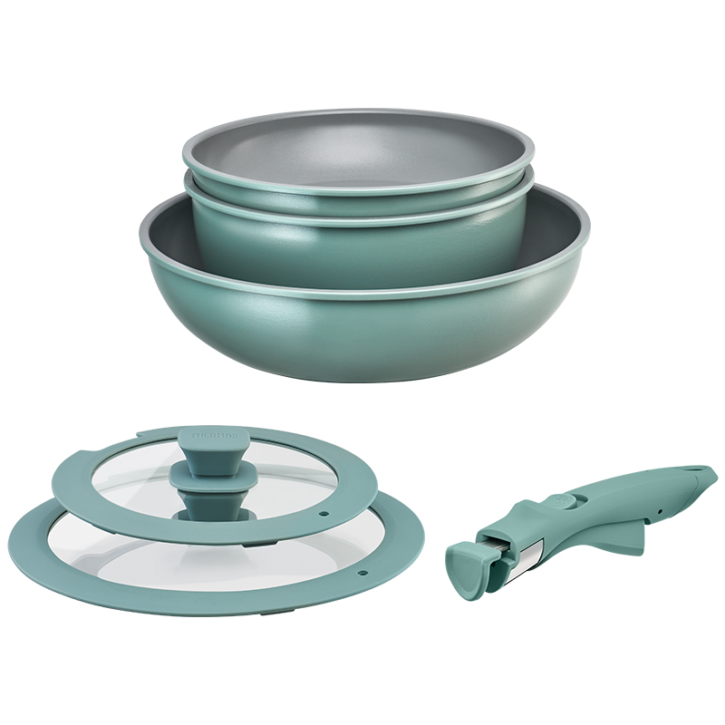 膳魔师（THERMOS） 魔幻系列可拆卸叠叠锅 KNSD-Sets1（GG) 六件套 沁柚绿（单位：套）