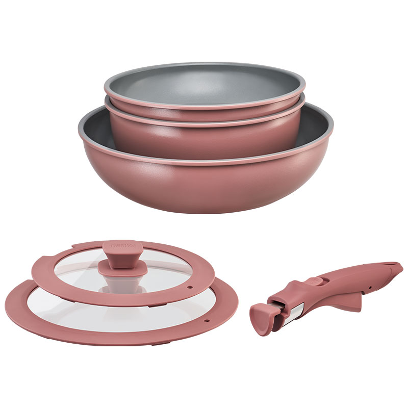 膳魔师（THERMOS） 魔幻系列可拆卸叠叠锅 KNSD-Sets1（FP) 六件套 冰莓粉（单位：套）