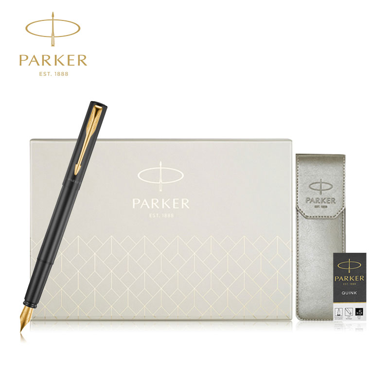 派克（PARKER） 钢笔 威雅XL经典黑金夹墨水笔 笔+笔袋+墨水芯 黑色（单位：套）