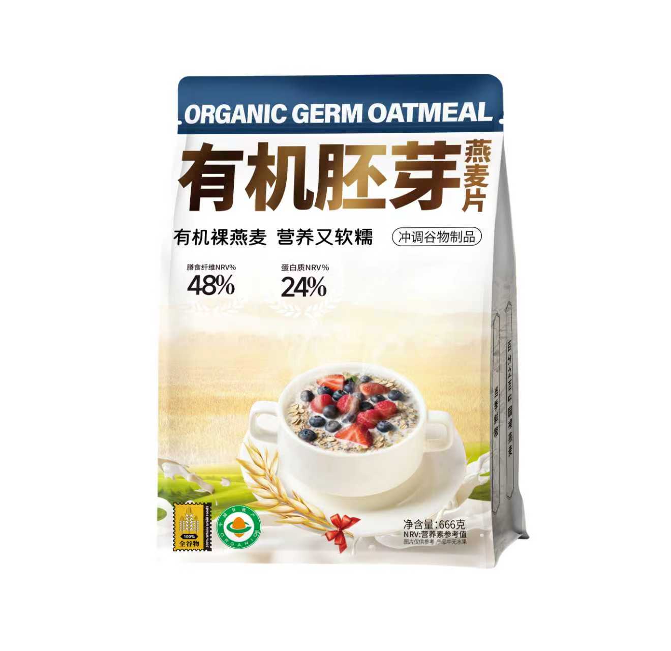 阴山优麦 内蒙古 有机胚芽燕麦片 666克 象牙色（单位：袋）