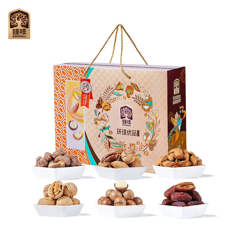 臻味 高端坚果干果礼盒 环球优品 1800g 金色（单位：盒）