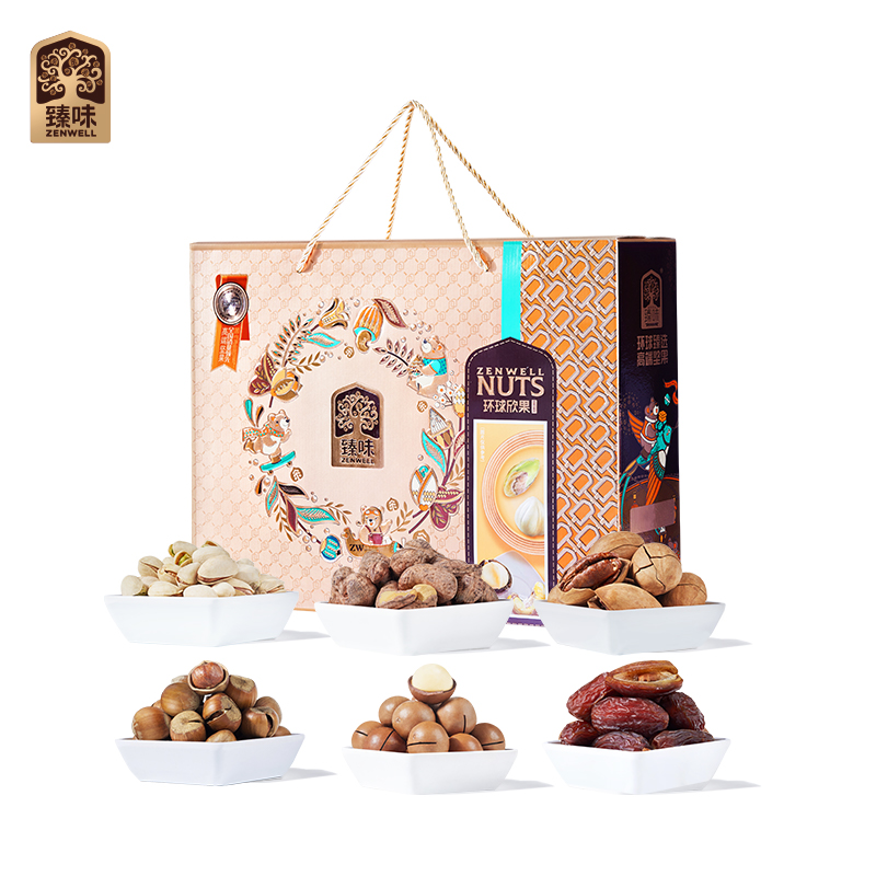 臻味 高端坚果干果礼盒 环球欣果 2050g 金色（单位：盒）