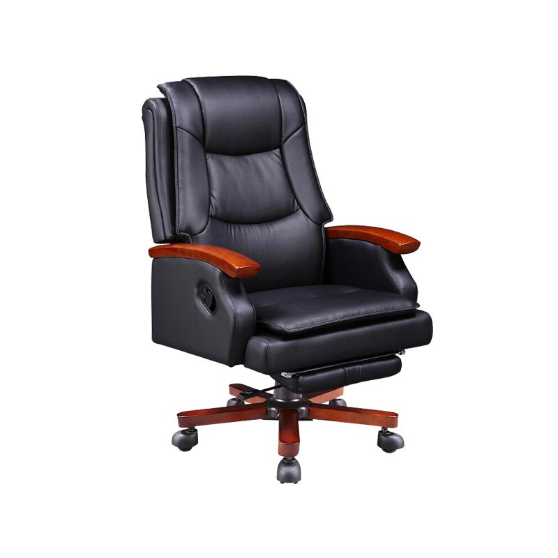企诺 办公椅老板椅牛皮带脚踏 QV054 650*790*1130mm  黑色（单位：张）
