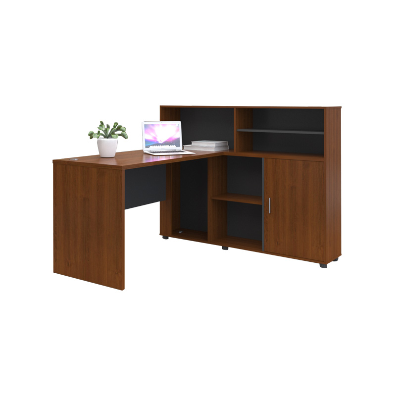 企诺 办公桌带书柜组合 QG010 1500*1200*1100mm 胡桃色（单位：张）