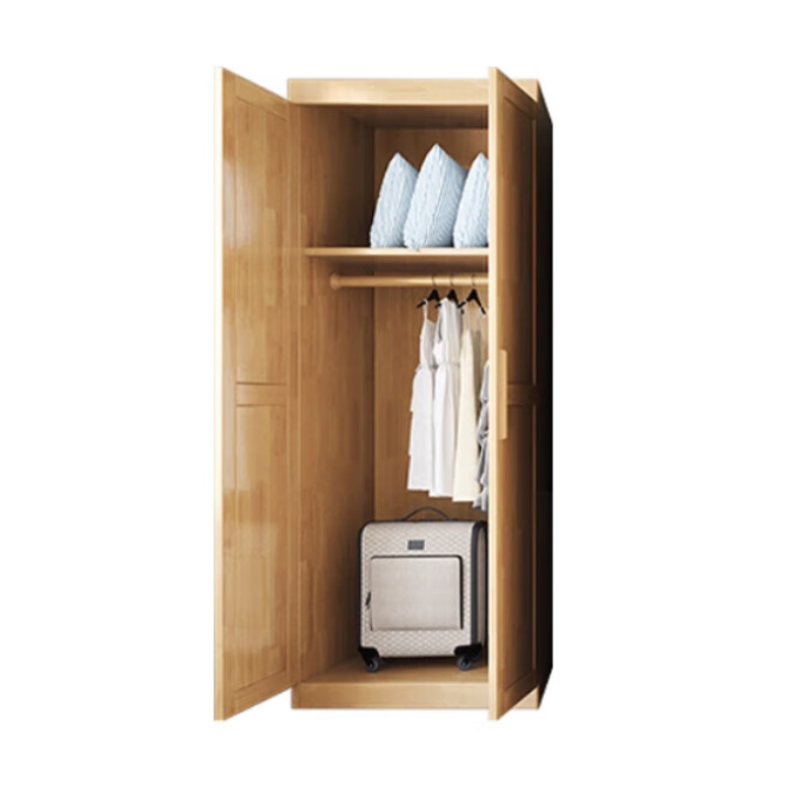 企诺 实木衣柜卧室现代简约大小衣柜组合衣橱柜子储物柜双门 QNC-F08 800*560*1960mm 原木色（单位：个）