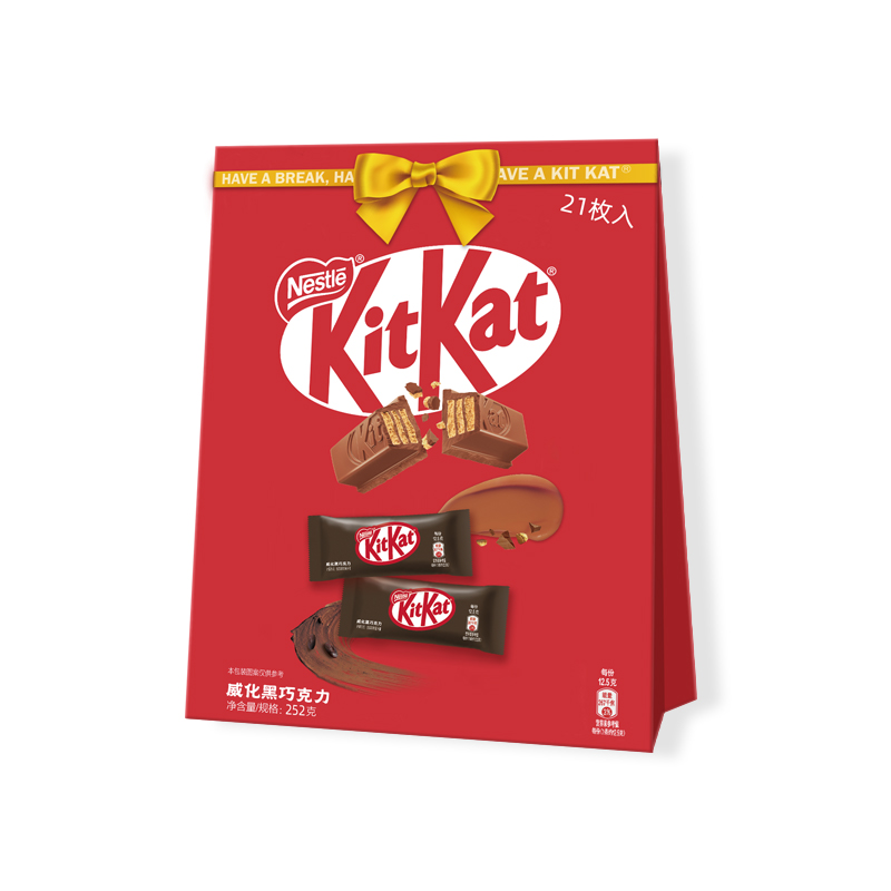 雀巢奇巧（Nestle Kitkat） 威化巧克力 黑巧味 21枚立袋装 红色（单位：袋）