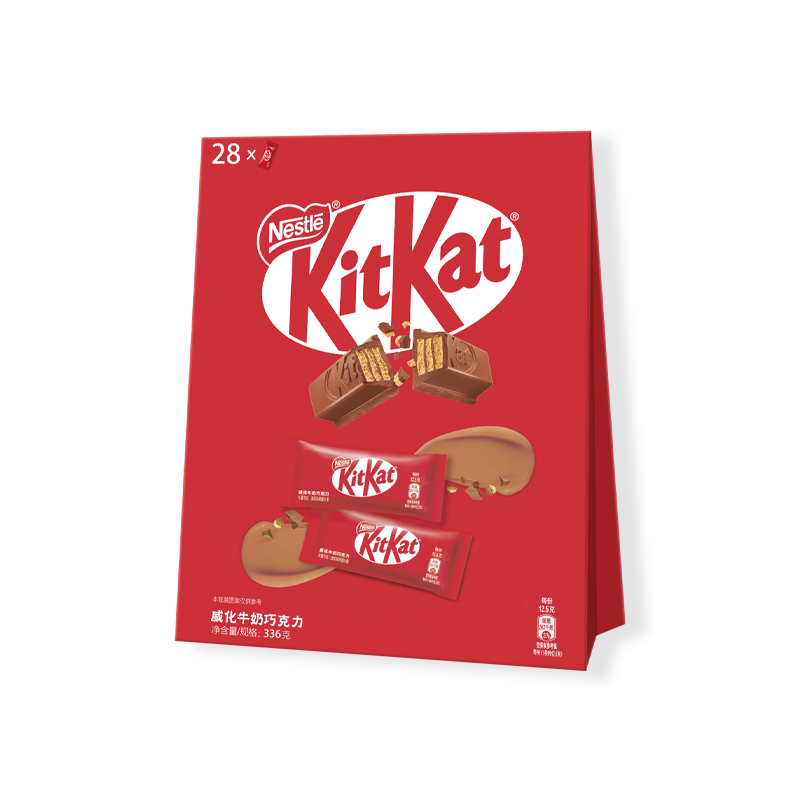 雀巢奇巧（Nestle Kitkat） 威化巧克力 牛奶味 28枚立袋装 红色（单位：袋）